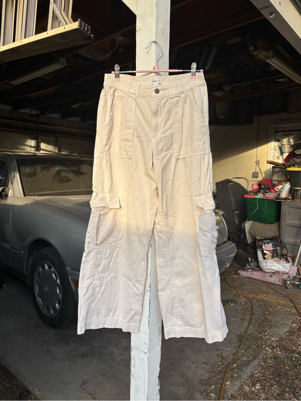 Wide Leg Cream Cargo Pants